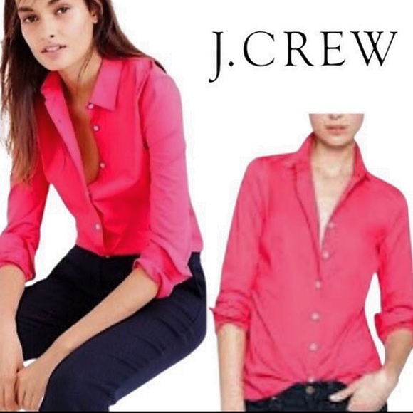 J. Crew Tops - Pink J. Crew Stretch Perfect Button Down Top